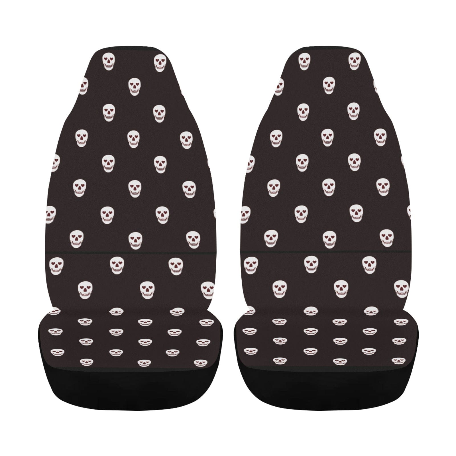 Black Skulls Car Seat Cover Airbag Compatible Set of 2