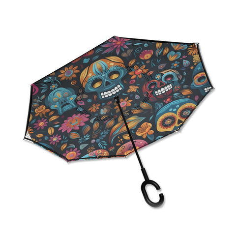 Sugar Skull Automatic Reversable Umbrella