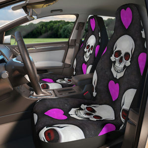 Skulls Pink Hearts Polyester Car Seat Covers