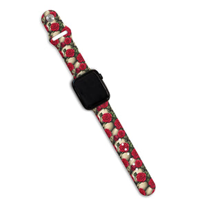 Skull Red Roses Apple Single Buckle Silicone Strap