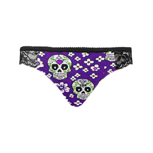 Purple Skulls Floral Women's Lace Panty