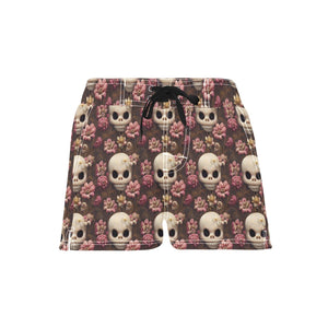 Women's Cute Pink Flower Skull Board Shorts