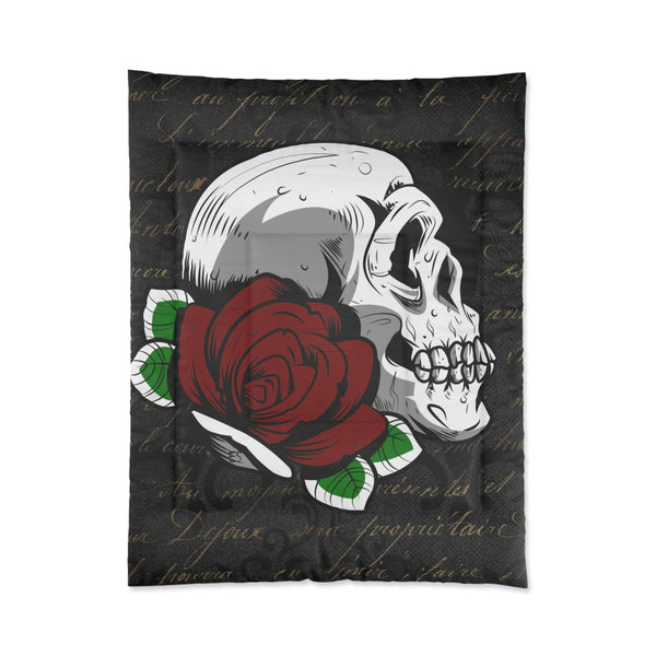 Skull Red Rose Comforter 4 Sizes
