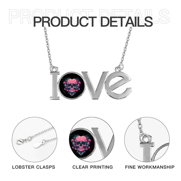 Skull Heart LOVE Letters Couple Pendant Necklace