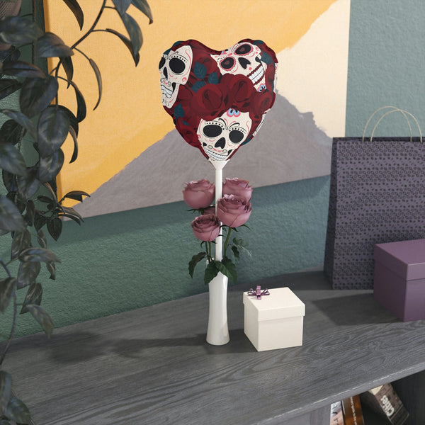 Sugar Skull Red Roses Balloons (Round and Heart-shaped), 6"