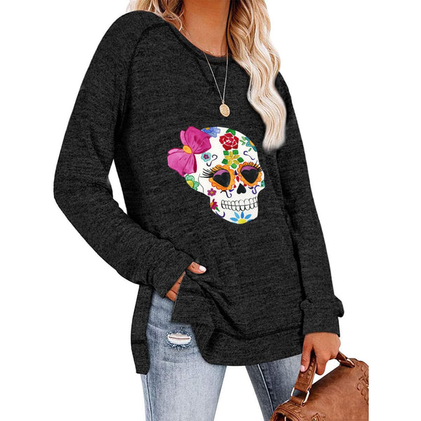 Women's Skull With Bow Colorful Sweatshirt