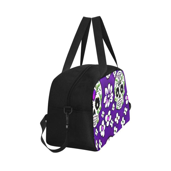 Skull Floral Purple Sports Bag With Shoe Compartment