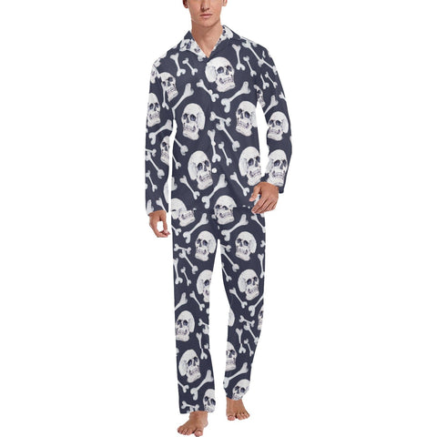 Skull & Bones Men's V-Neck Long Pajama Set