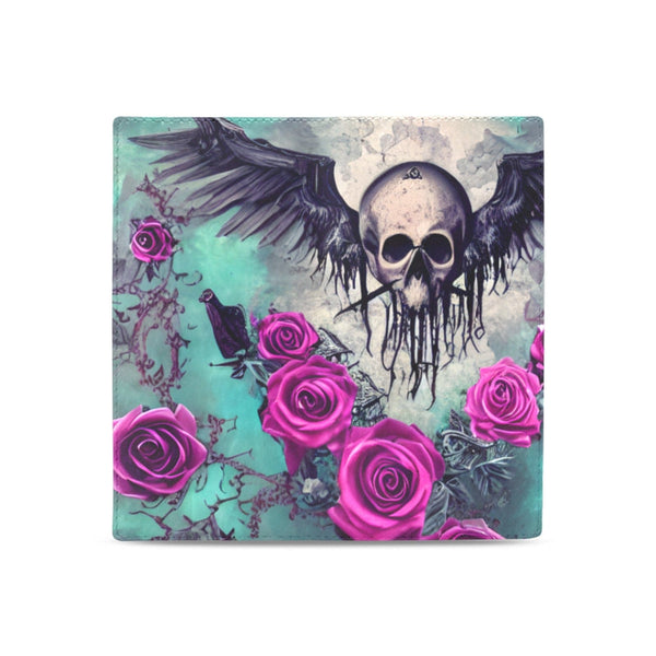 Women's Skull Wings & Roses Leather Wallet