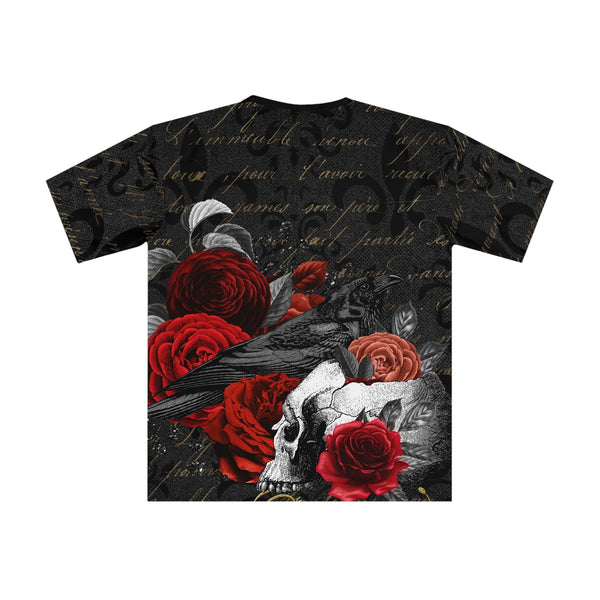 Men's Gothic Rose Raven Skull Loose T-shirt