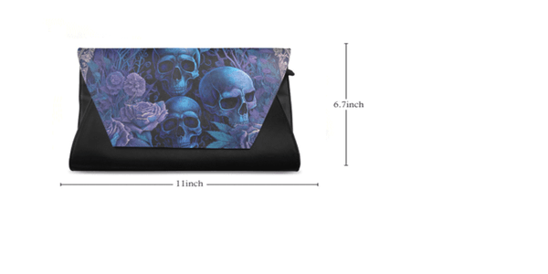 Blue Skulls Floral Clutch Bag