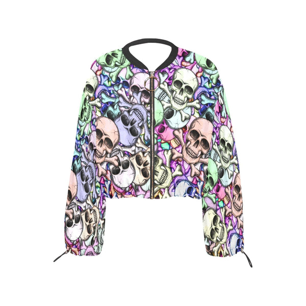 Women's Colorful Skulls Chiffon Cropped Jacket