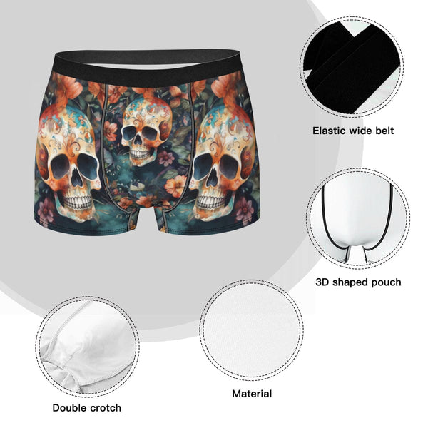 Men's Skull Floral Comfortable Underwear
