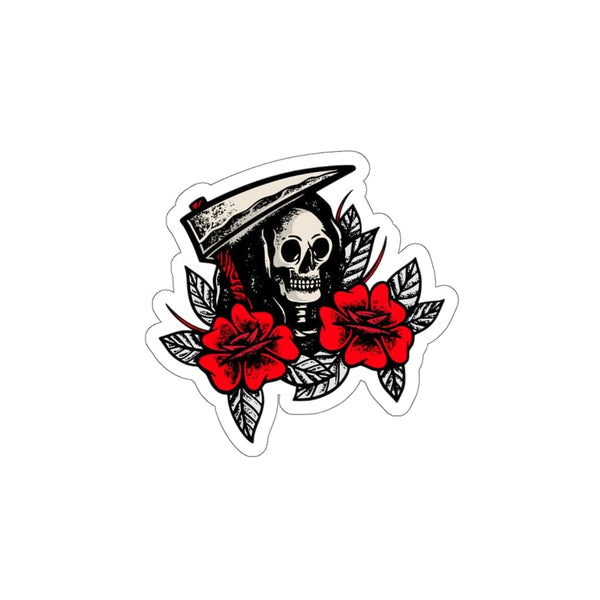 Goth Skull Red Roses - Original Skull Die-Cut Stickers