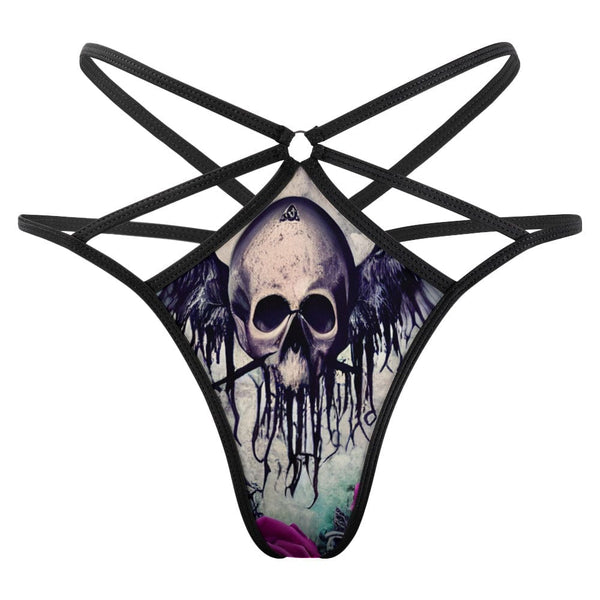 Women's Strappy Skull Wings T-back Panties