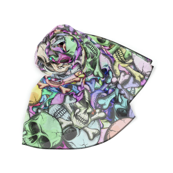 Lots of Colotful Skulls Poly Scarf  2 Sizes