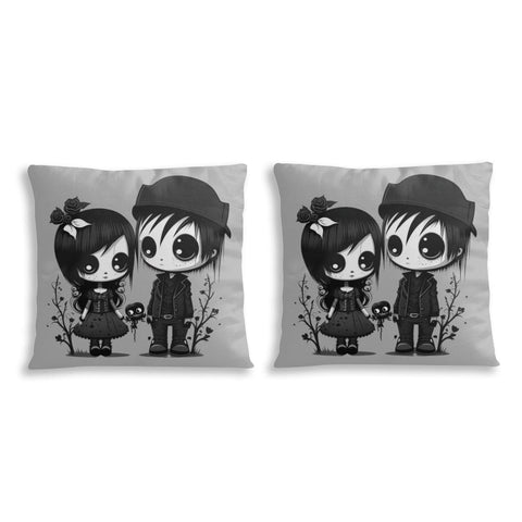 Goth Boy And Girl 2 Piece Cushion Cover Set