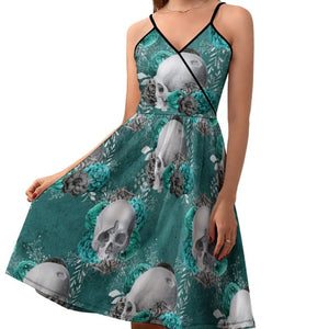 Women's Turquoise Elegant Suspender Dress