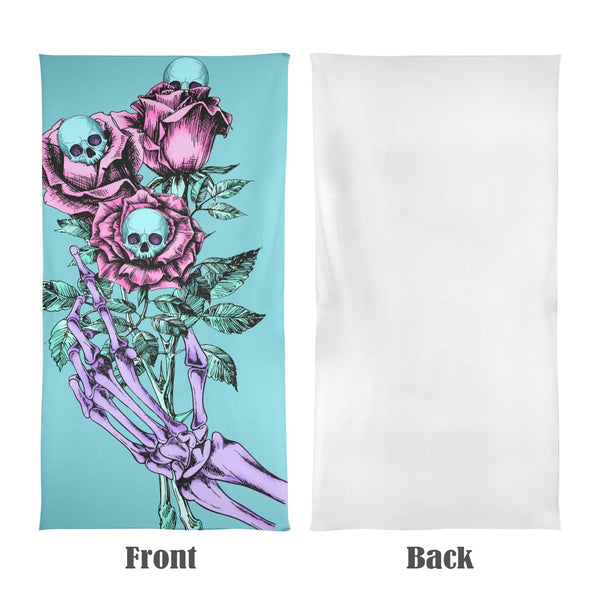 Pastel Goth Skull Flower Bouquet Towel Beach Towel 29"x58"