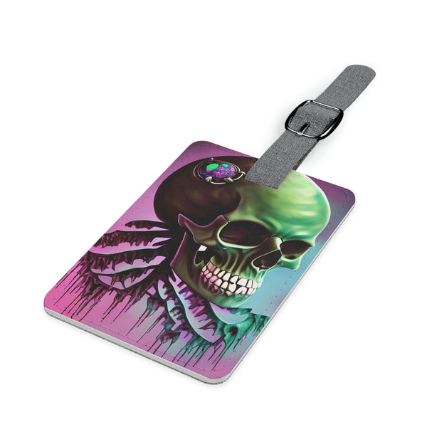Smiling Skull Saffiano Polyester Luggage Tag, Rectangle