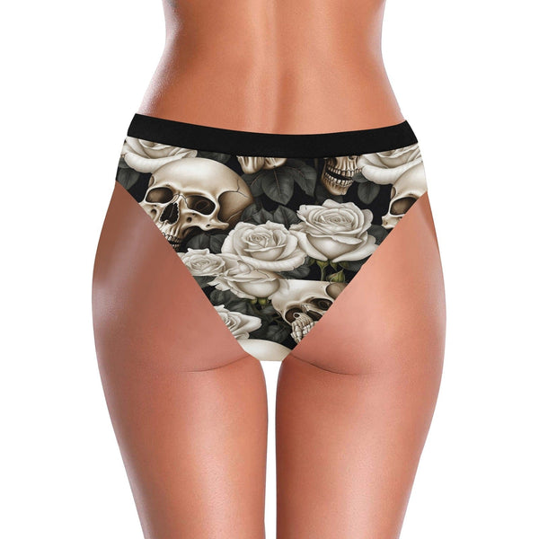 Skulls And Roses Women's High-Waisted High-Cut Bikini Bottom