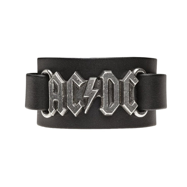 AC/DC 1977 Let There Be Rock Cover Logo Leather Bracelet