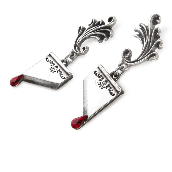Pair of Guillotine Blade Dropper Ear-Studs With Swarovski Crystal