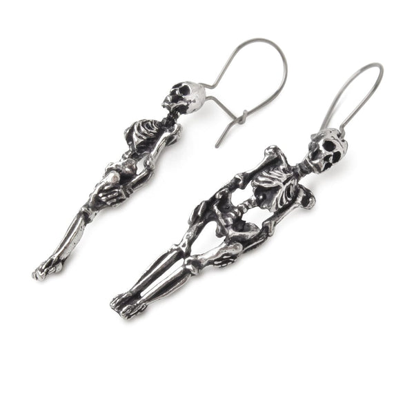 Miniature skeleton, pewter earrings on surgical steel ear-wires - Skull Clothing and Accessories Skull only Merchandise
