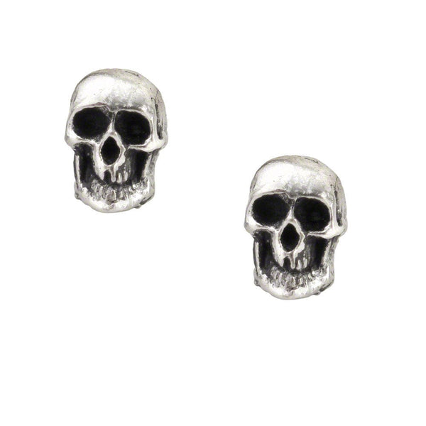 A pair of tiny skull pewter stud Earrings - Skull Clothing and Accessories Skull only Merchandise