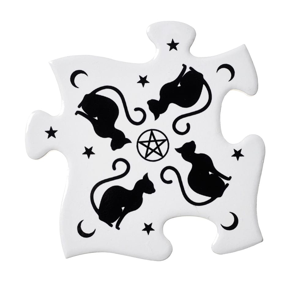 Black Cats, Pentagrams, Stars & Cresent Moons Coaster Set