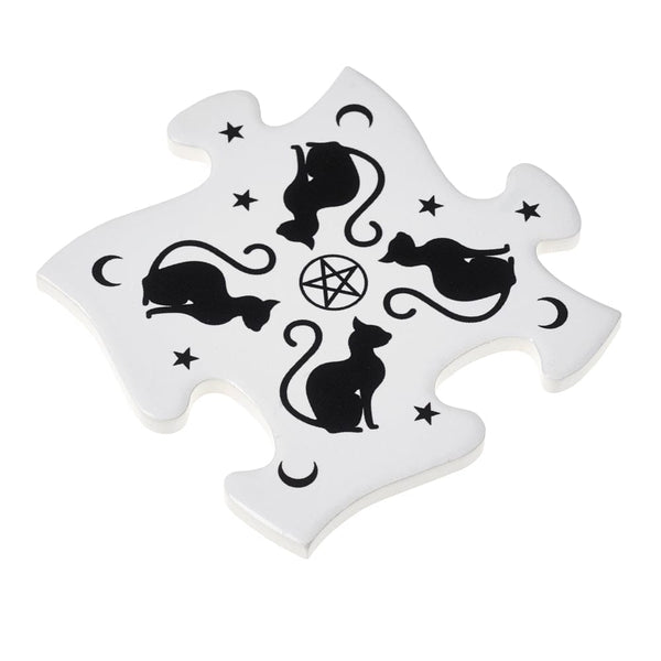 Black Cats, Pentagrams, Stars & Cresent Moons Coaster Set