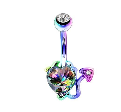 Punk Devil Heart Surgical Steel Navel Belly Button Ring