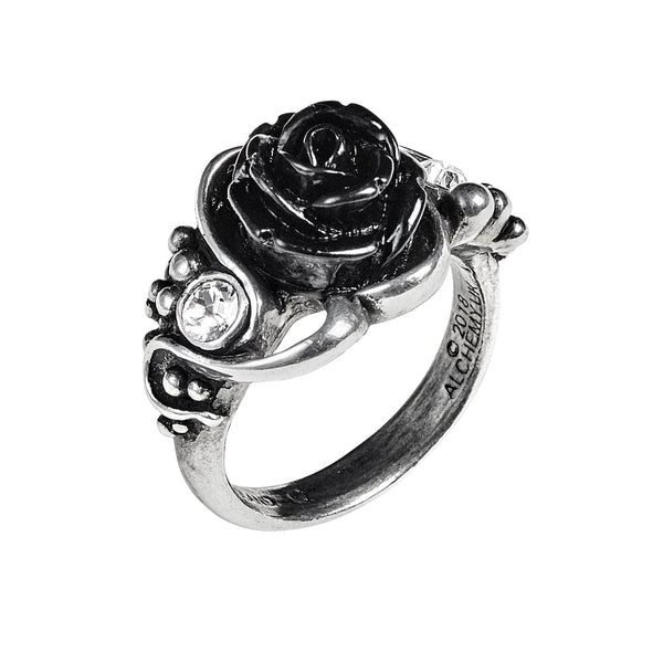 Black Rose Clear Crystal Ring