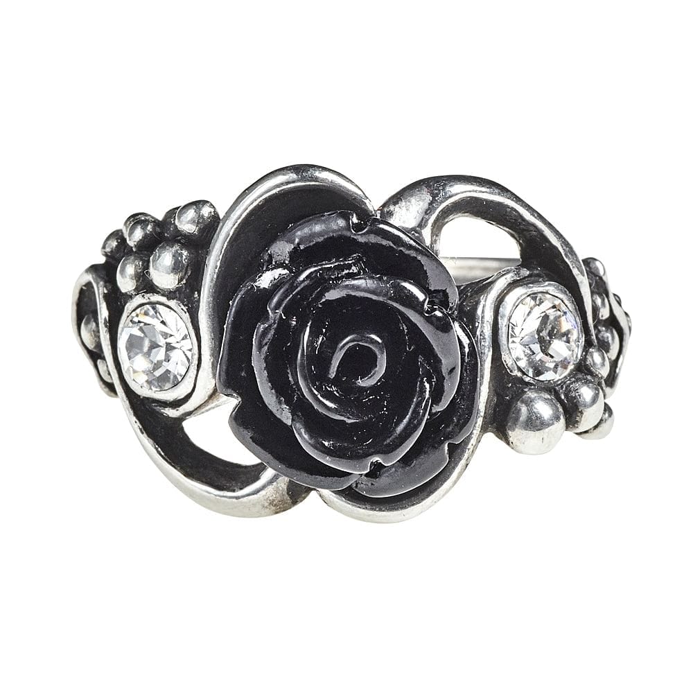 Black Rose Clear Crystal Ring