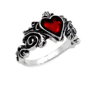 Blood Red Heart Betrothal Ring