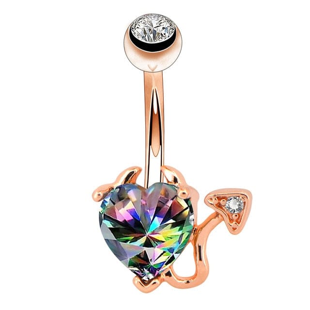 Punk Devil Heart Surgical Steel Navel Belly Button Ring