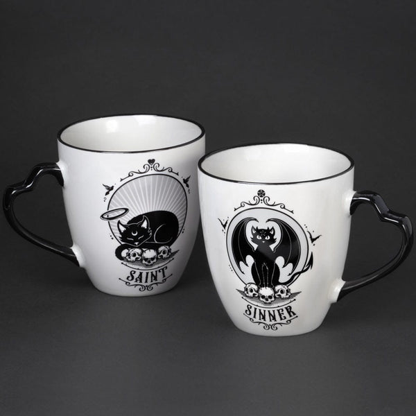 Cat Skulls Saint & Sinner Mug Set