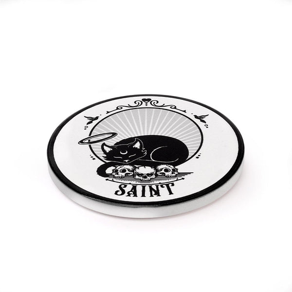 Cat & Skulls Saint Ceramic Coaster