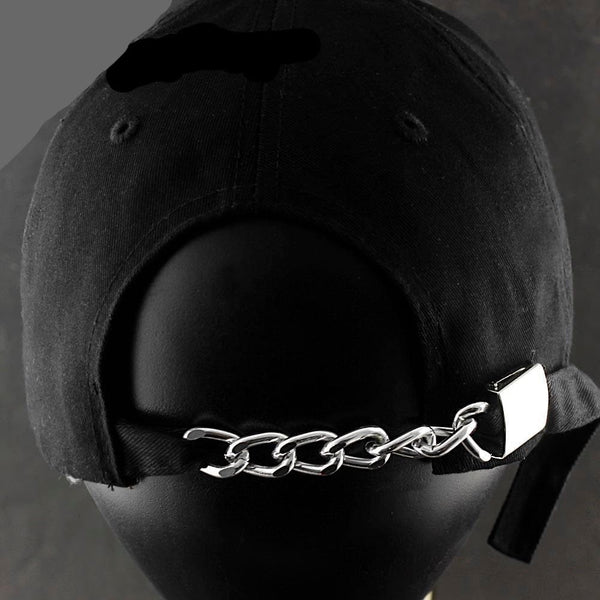 Heavey Metal Skull Chain Punk BIker Black Fashion Hat