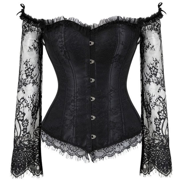 Women's Long Sleeves Lace Floral Red, Black or White Corset