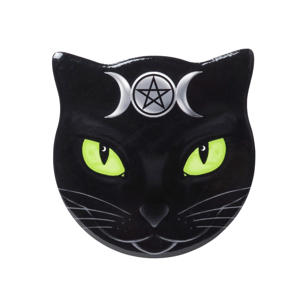 Dark But Cute Triple Moon Cat Ceramic Coaster