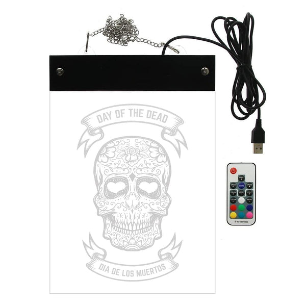 Day Of The Dead Floral Sugar Skull LED Lighted Wall Sign
