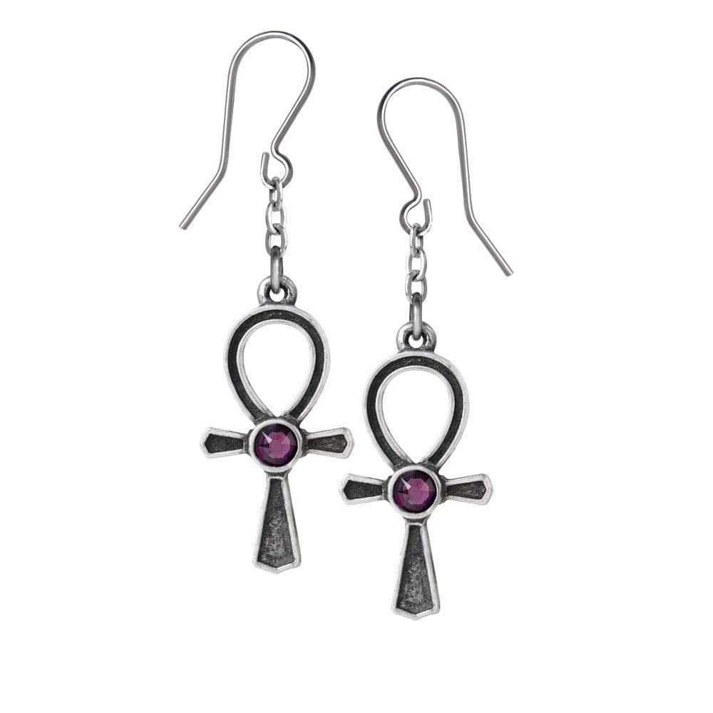 Ankh Drop Earrings Suspended on Short Chain