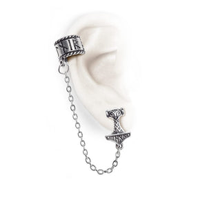 Thors Hammer With Runic Inscription Earcuff
