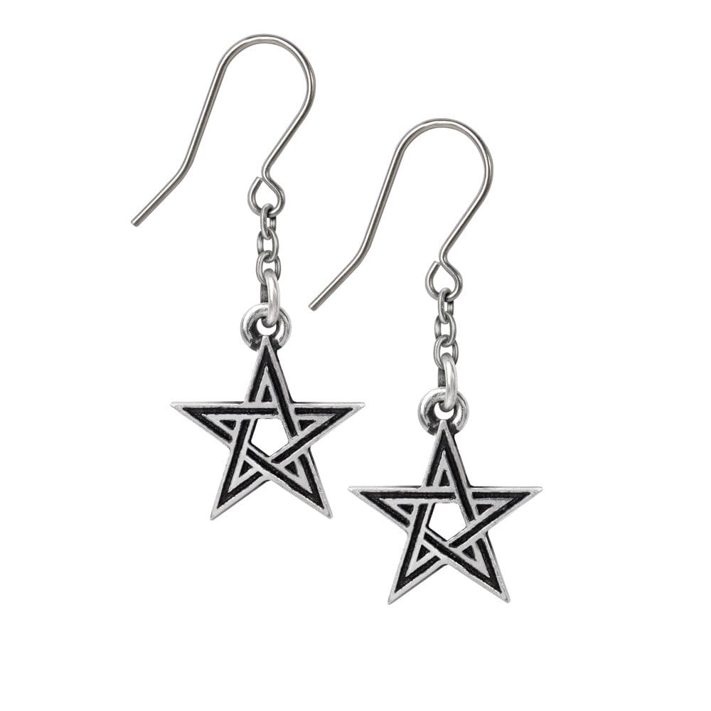 Black Pentagram Star Earrings