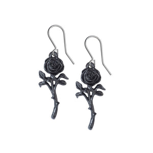 Pair of Black Rose Pendant Earrings