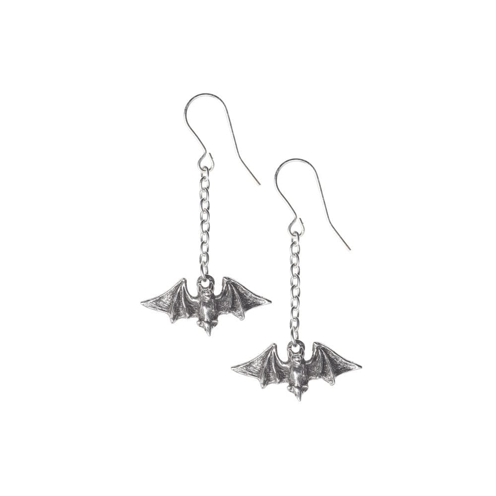 Flying Bats Kiss the Night Earrings Suspended From A Chain
