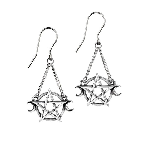 Pentagram With Small Cresent Moons Earrings