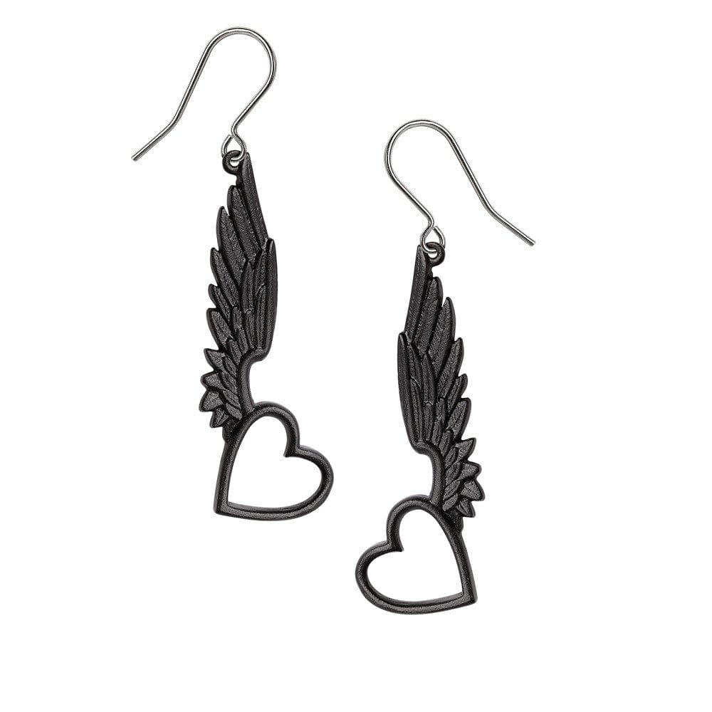Two Black Wings of Love Earrings