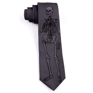 Men's Skull Design Dark Gray Embroidery Tie
